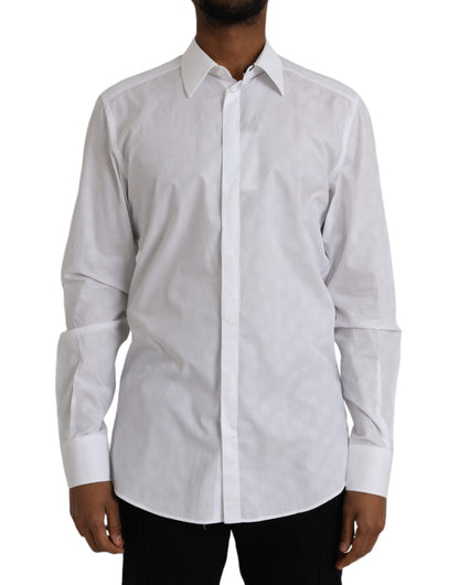 Dolce &amp; Gabbana Weißes gepunktetes Baumwollkleid GOLD Hemd