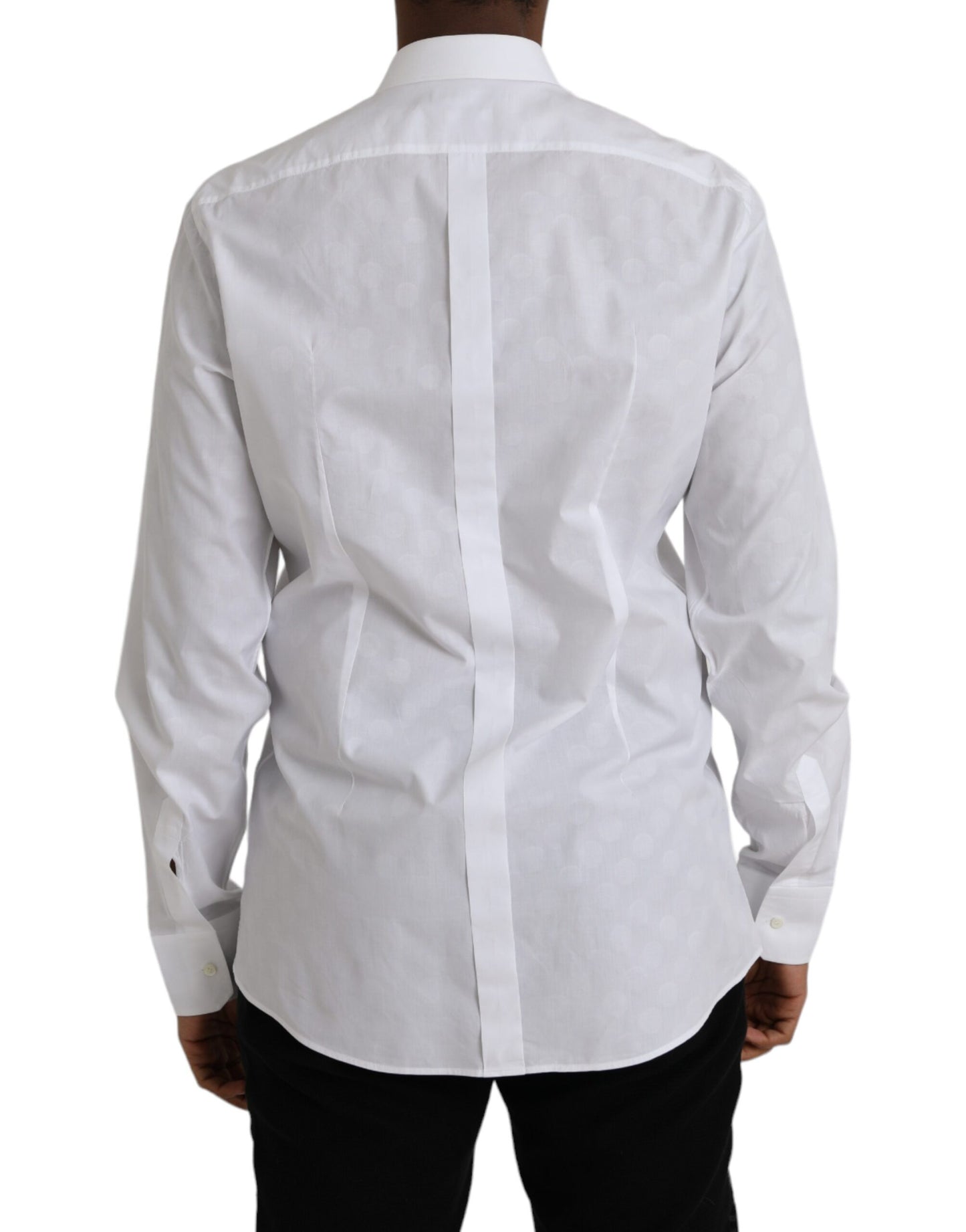 Dolce &amp; Gabbana Weißes gepunktetes Baumwollkleid GOLD Hemd