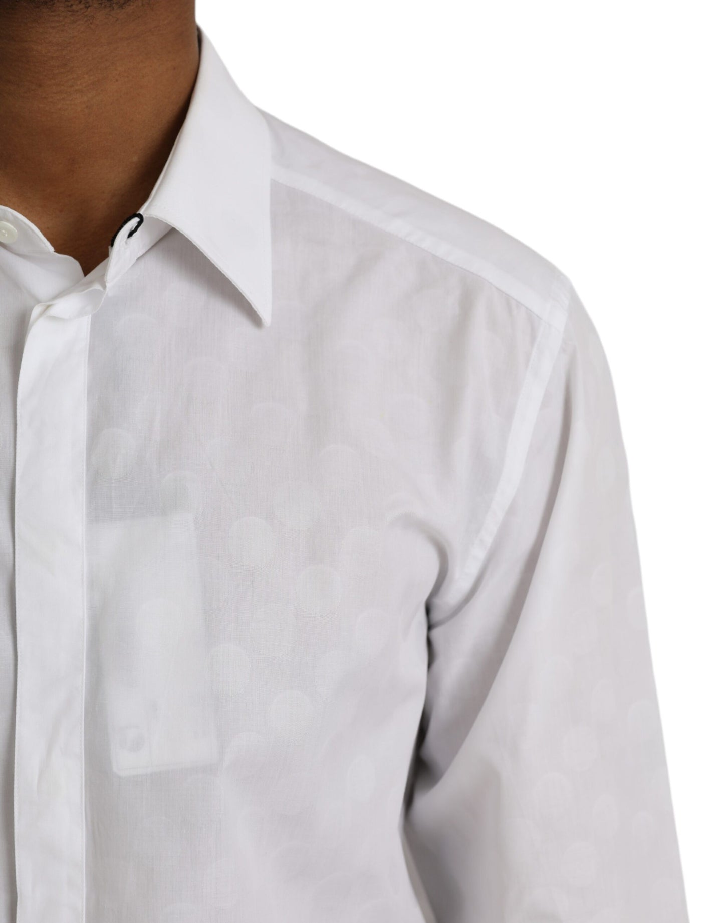 Dolce &amp; Gabbana Weißes gepunktetes Baumwollkleid GOLD Hemd