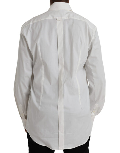 Dolce &amp; Gabbana Weißes Baumwollkleid Slim Fit GOLD Hemd