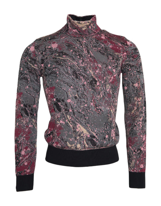 Dolce &amp; Gabbana Herrenpullover mit Rollkragen und mehrfarbiger Grafik