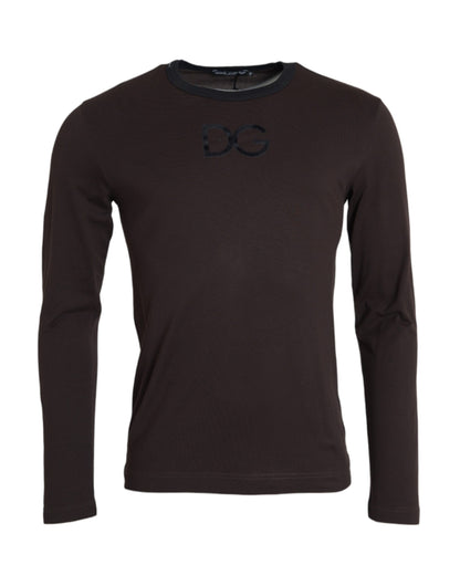 Dolce &amp; Gabbana Brauner Pullover mit Rundhalsausschnitt und DG-Logo