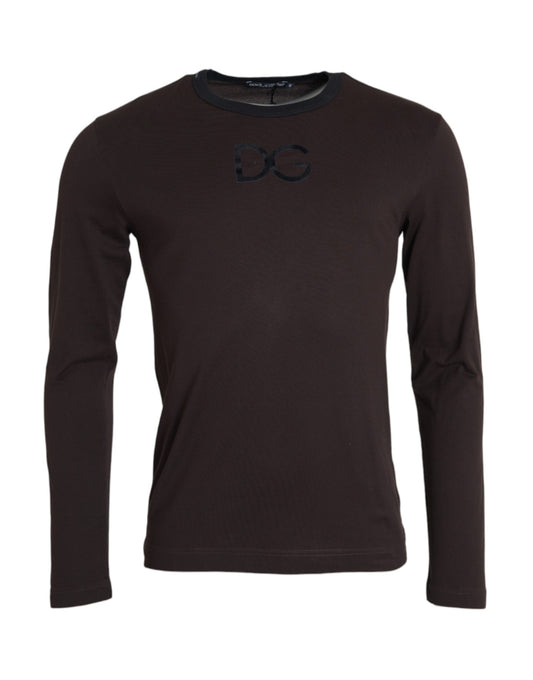 Dolce &amp; Gabbana Brauner Pullover mit Rundhalsausschnitt und DG-Logo