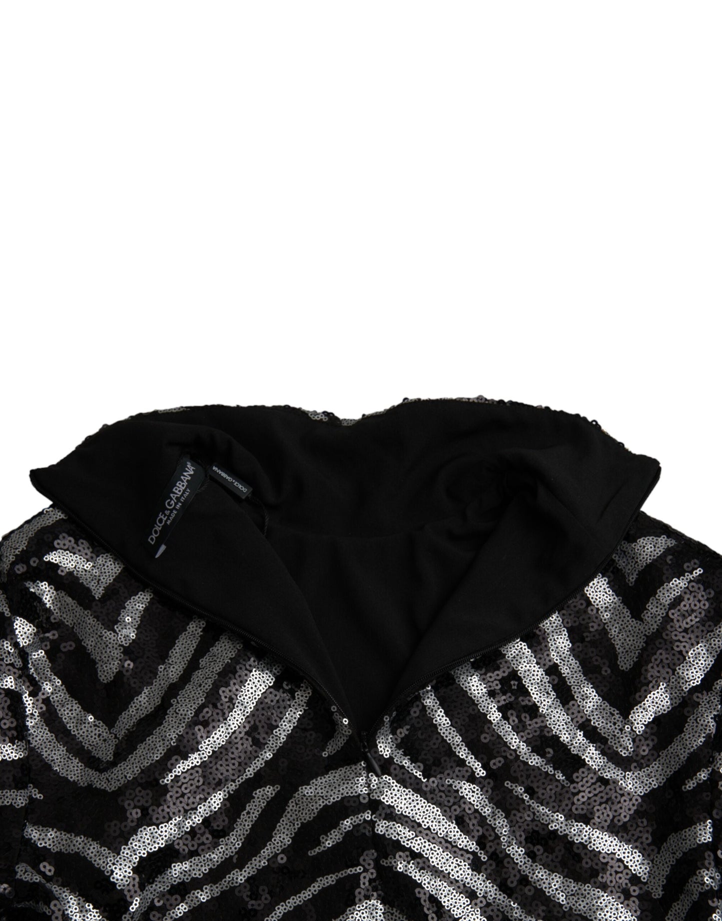 Dolce &amp; Gabbana Schwarz-silberner Polyesterpullover mit Pailletten