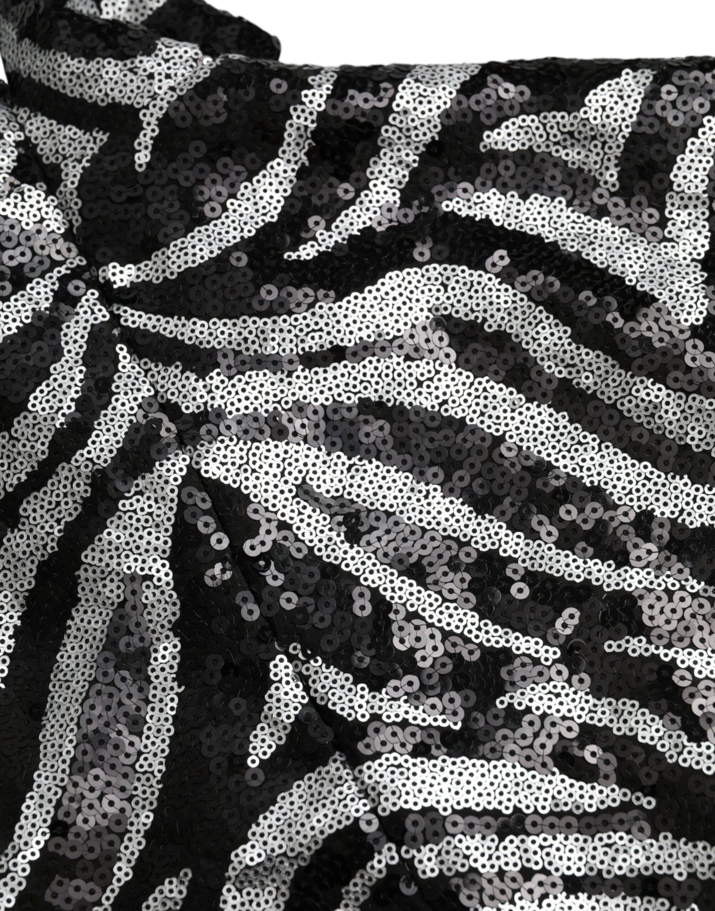 Dolce &amp; Gabbana Schwarz-silberner Polyesterpullover mit Pailletten