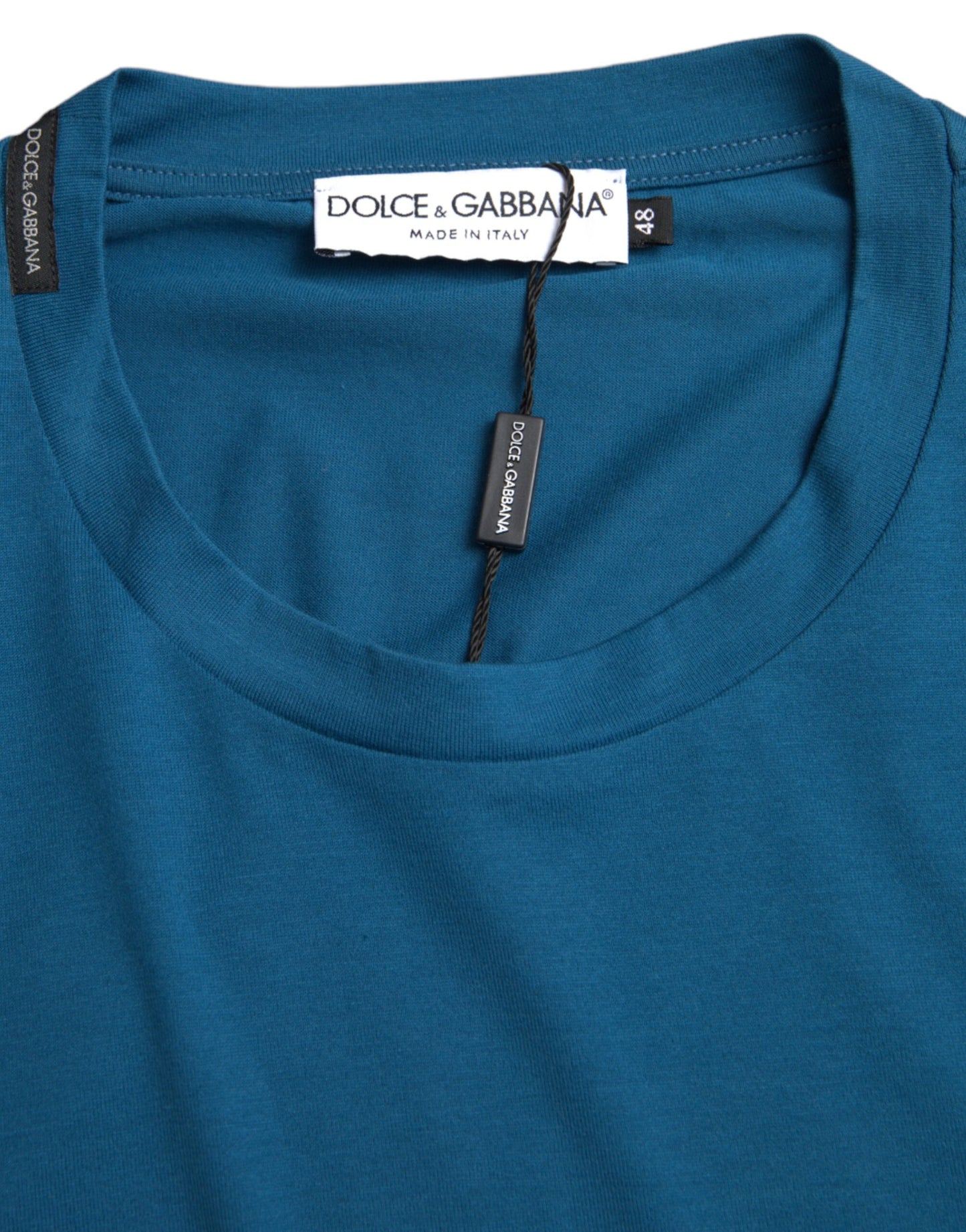 Dolce &amp; Gabbana – Blaues T-Shirt mit Rundhalsausschnitt und kurzen Ärmeln und Logo