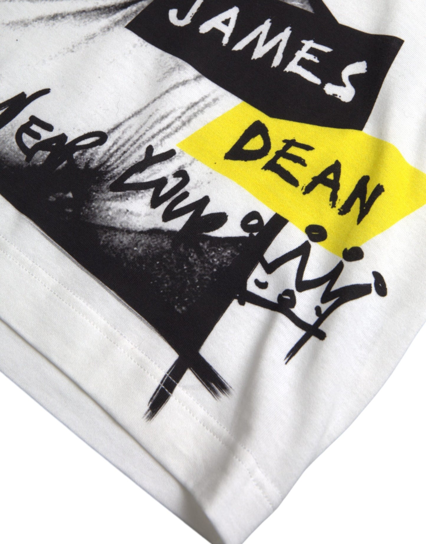 Dolce &amp; Gabbana – Weißes, grafisches Baumwoll-T-Shirt mit kurzen Ärmeln für Herren