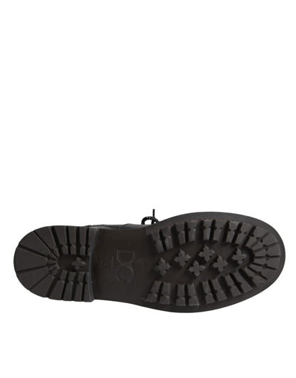 Dolce &amp; Gabbana – Bernini – Stiefel aus schwarzem Leder mit Lammfell