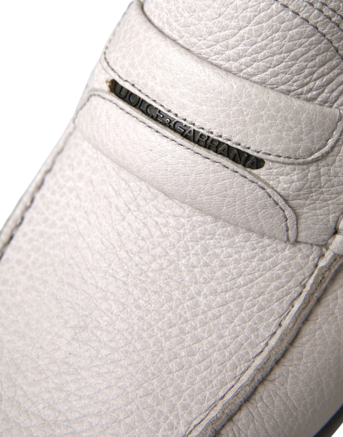 Dolce &amp; Gabbana Mokassin-Schuhe aus weißem und grauem Leder