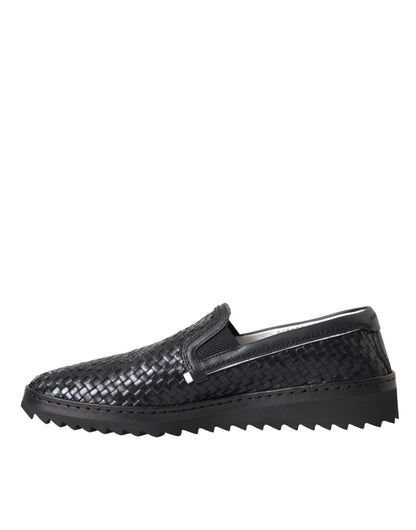 Dolce &amp; Gabbana Herren Loafer aus gewebtem Büffelleder in Schwarz