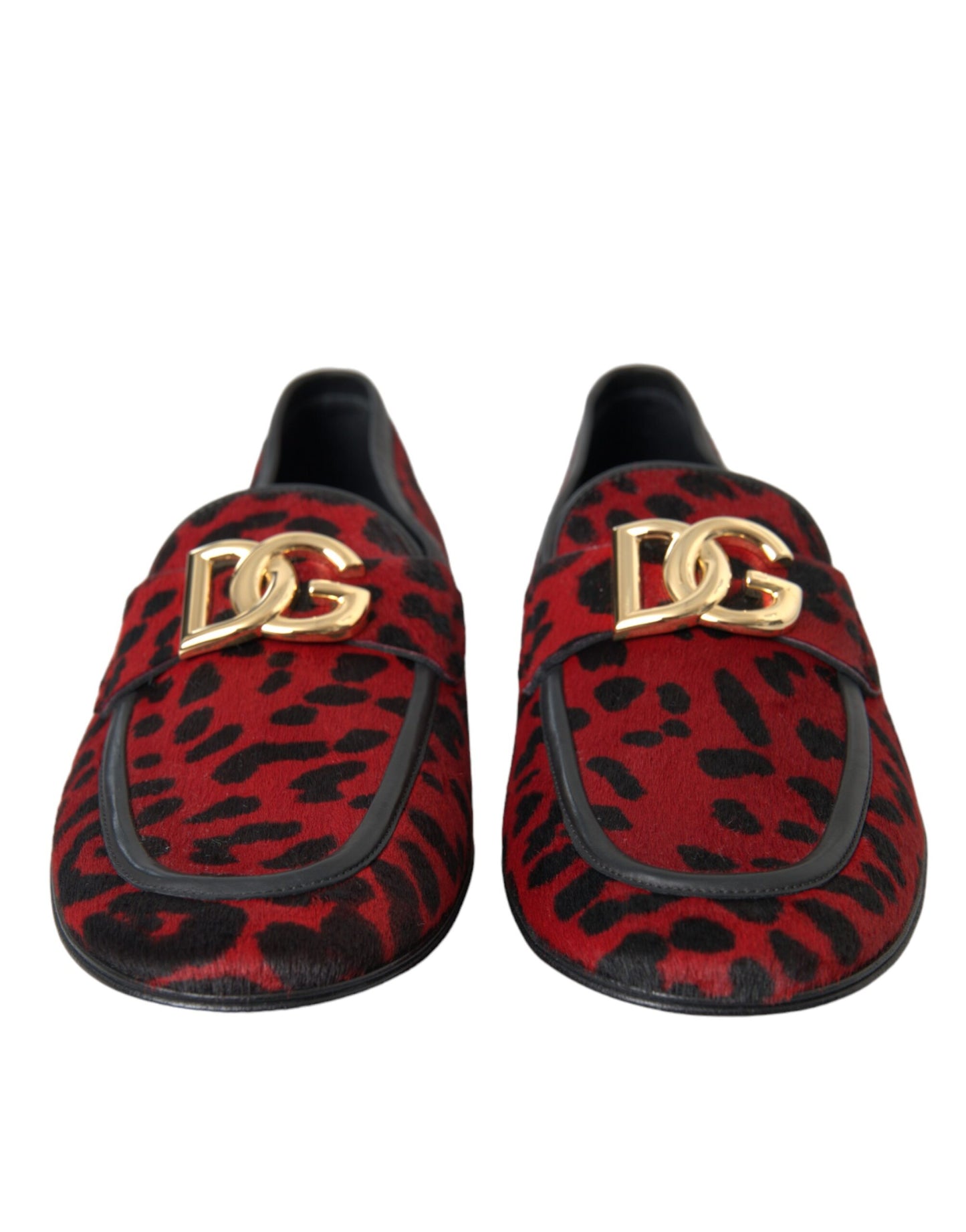 Dolce &amp; Gabbana Rot Schwarz Leopard DG Loafers Formelle Herrenschuhe