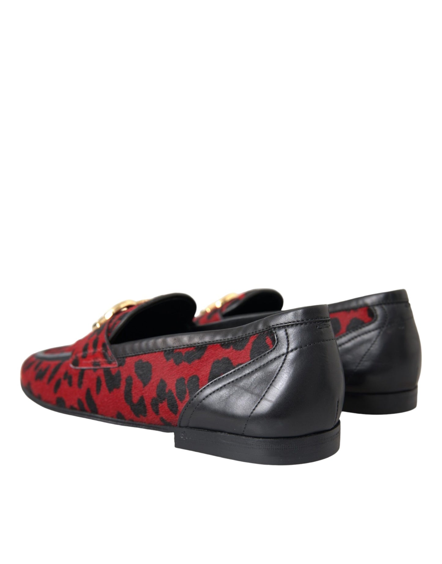 Dolce &amp; Gabbana Rot Schwarz Leopard DG Loafers Formelle Herrenschuhe