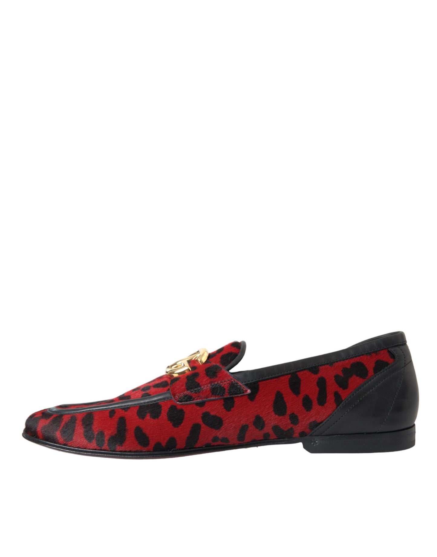 Dolce &amp; Gabbana Rot Schwarz Leopard DG Loafers Formelle Herrenschuhe