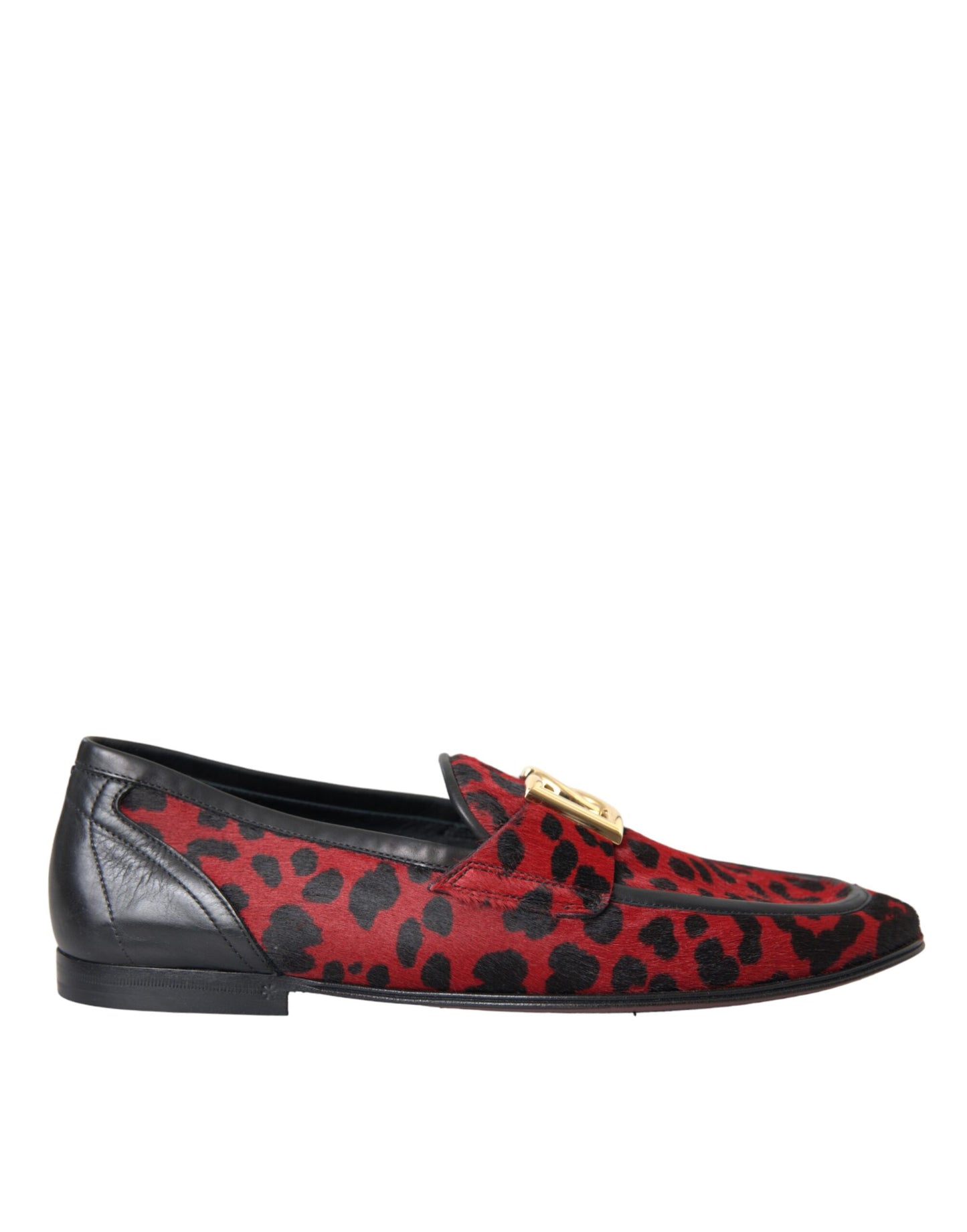 Dolce &amp; Gabbana Rot Schwarz Leopard DG Loafers Formelle Herrenschuhe
