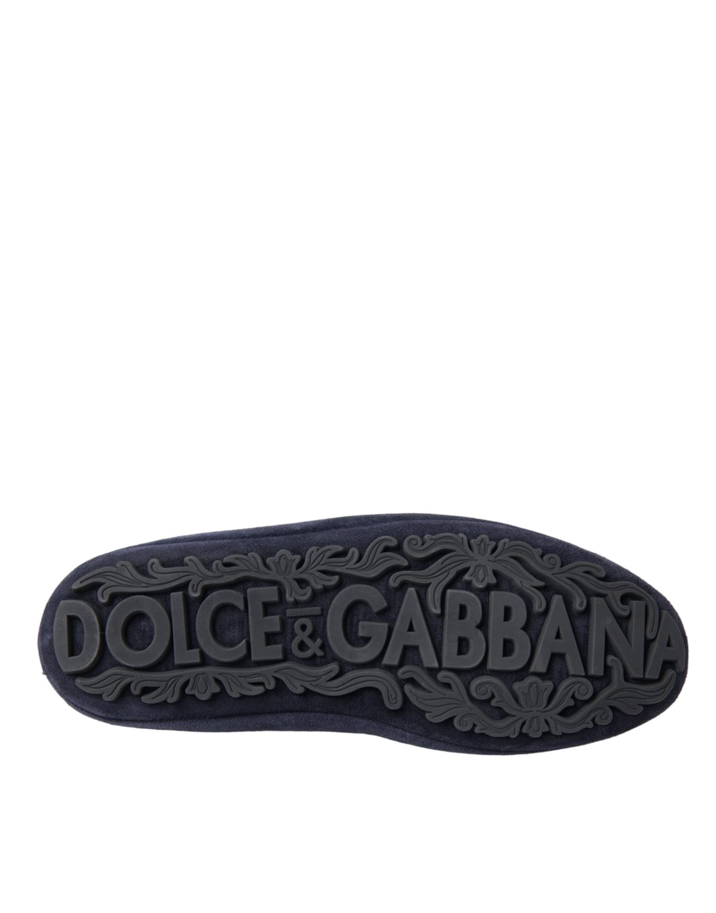 Dolce &amp; Gabbana – Loafer-Schuhe aus blauem Wildleder mit Kristallkrone