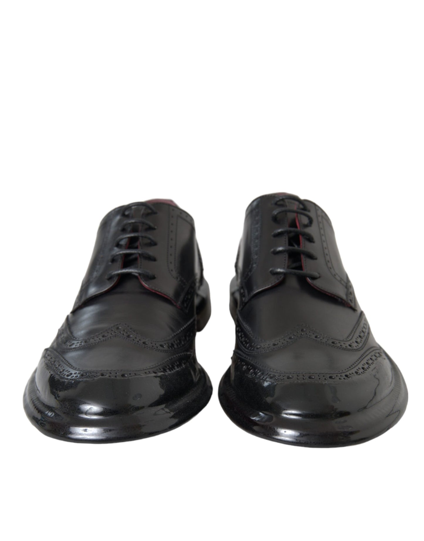 Dolce &amp; Gabbana – Oxford-Schuhe aus schwarzem Leder mit Flügelkappe für formelle Herren