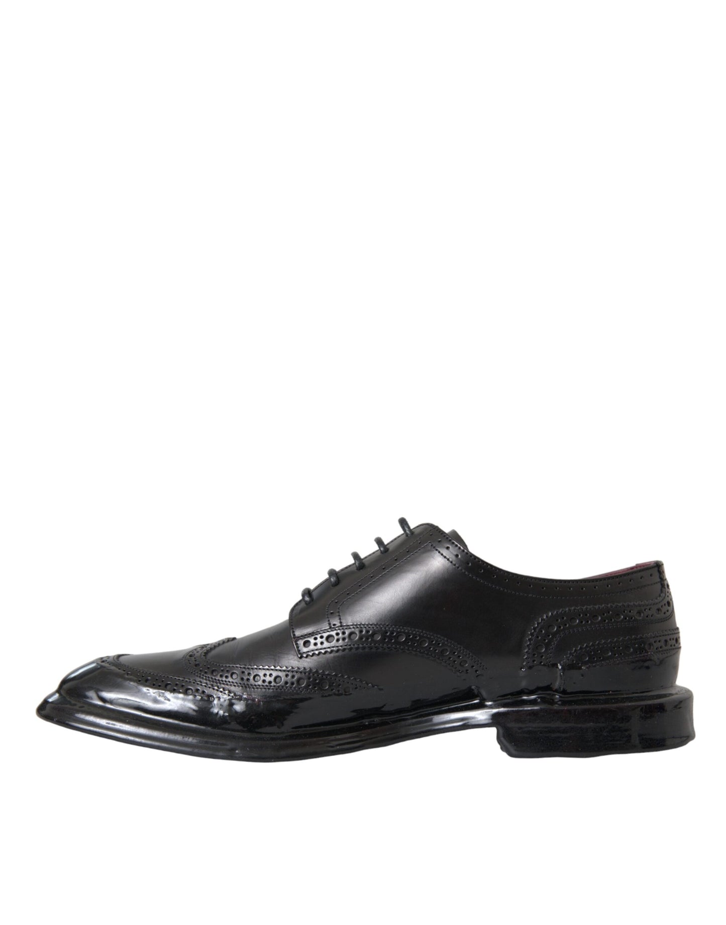 Dolce &amp; Gabbana – Oxford-Schuhe aus schwarzem Leder mit Flügelkappe für formelle Herren