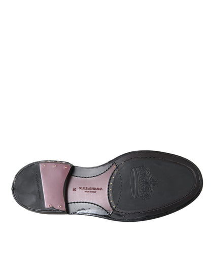 Dolce &amp; Gabbana – Oxford-Schuhe aus schwarzem Leder mit Flügelkappe für formelle Herren