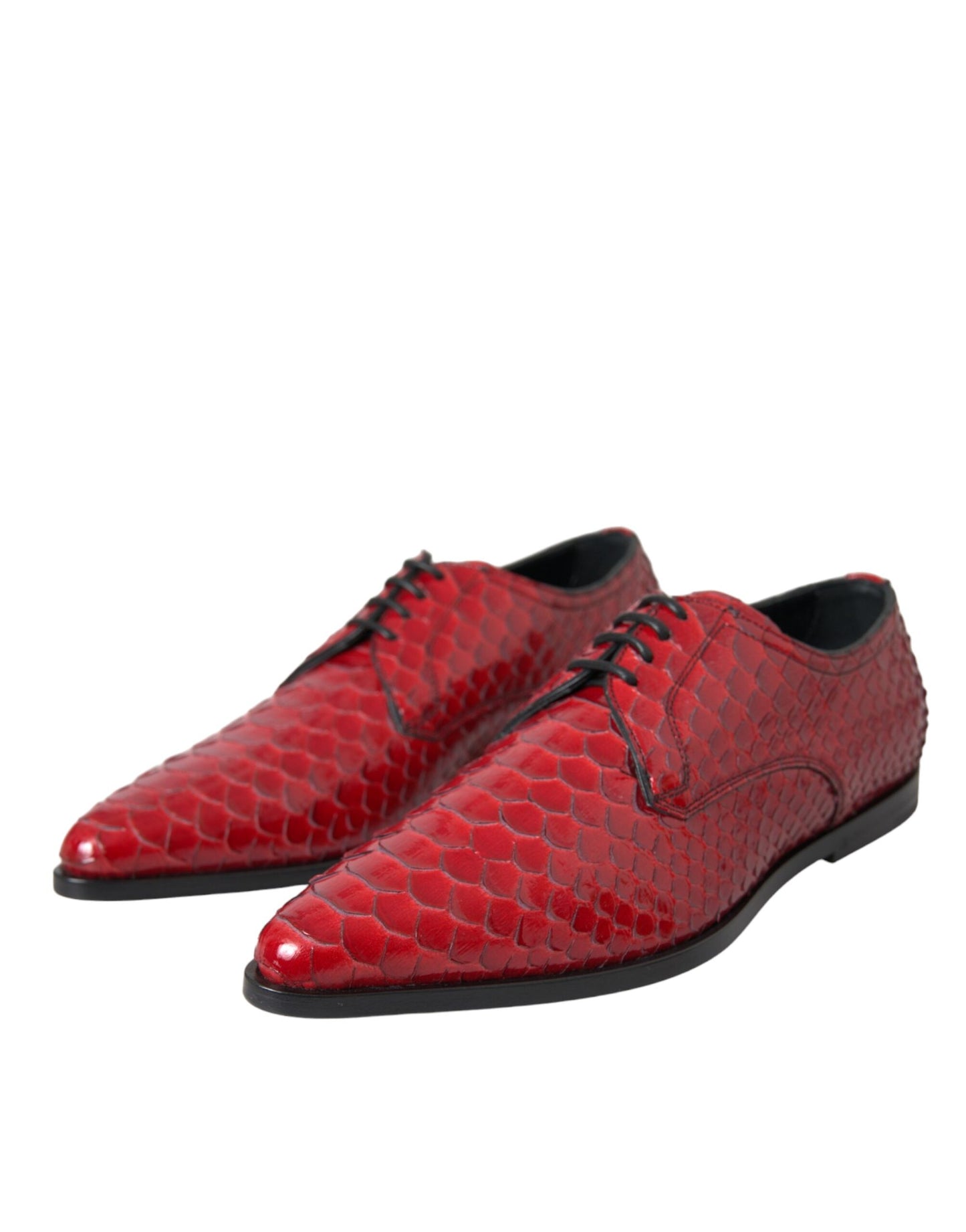 Dolce &amp; Gabbana Rot strukturiert lackierte Derby Herren Formelle Schuhe