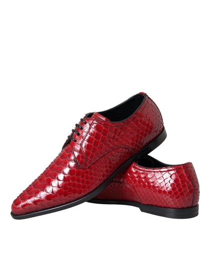 Dolce &amp; Gabbana Rot strukturiert lackierte Derby Herren Formelle Schuhe