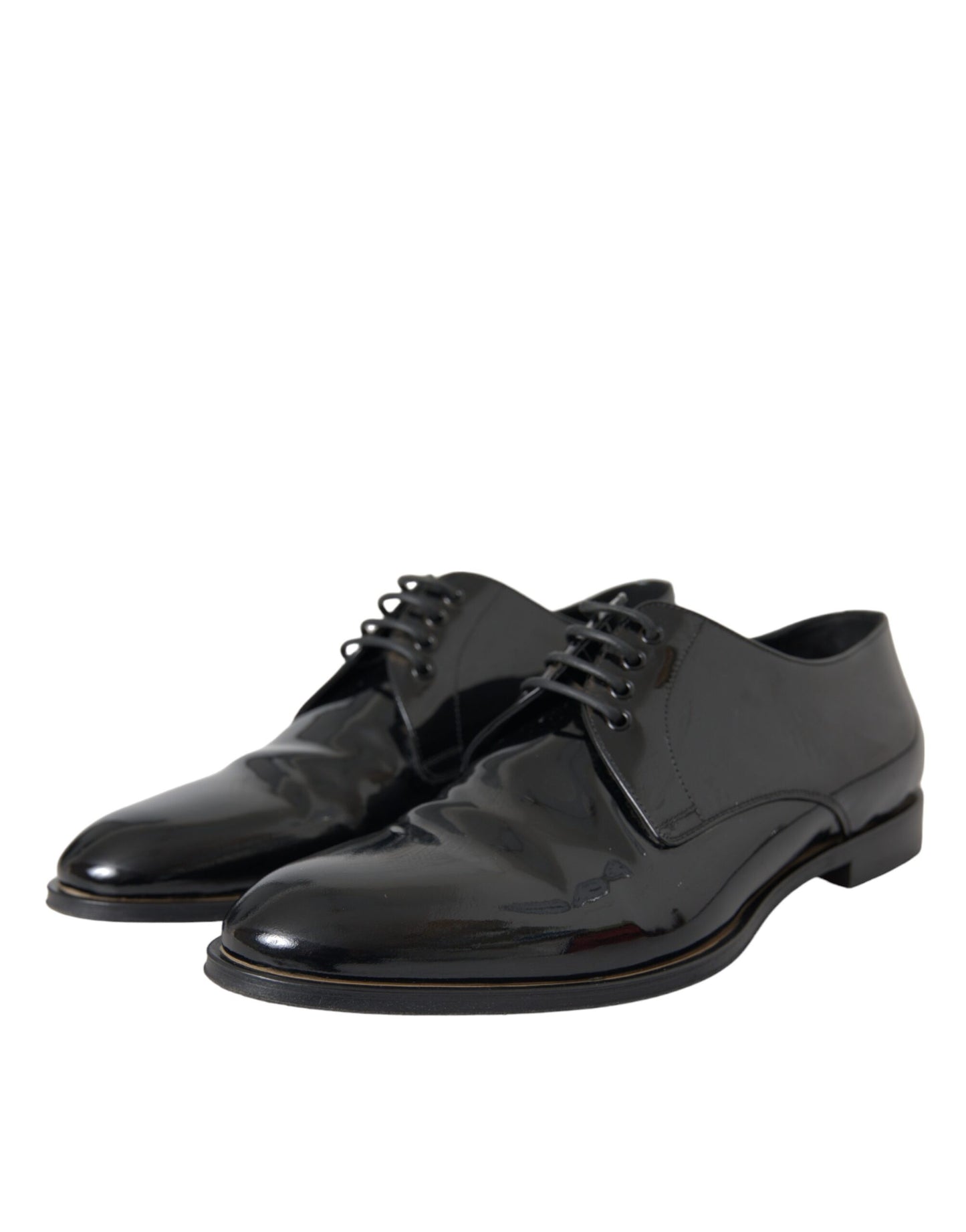 Dolce &amp; Gabbana – Derby-Schuhe aus schwarzem Lackleder für formelle Anlässe