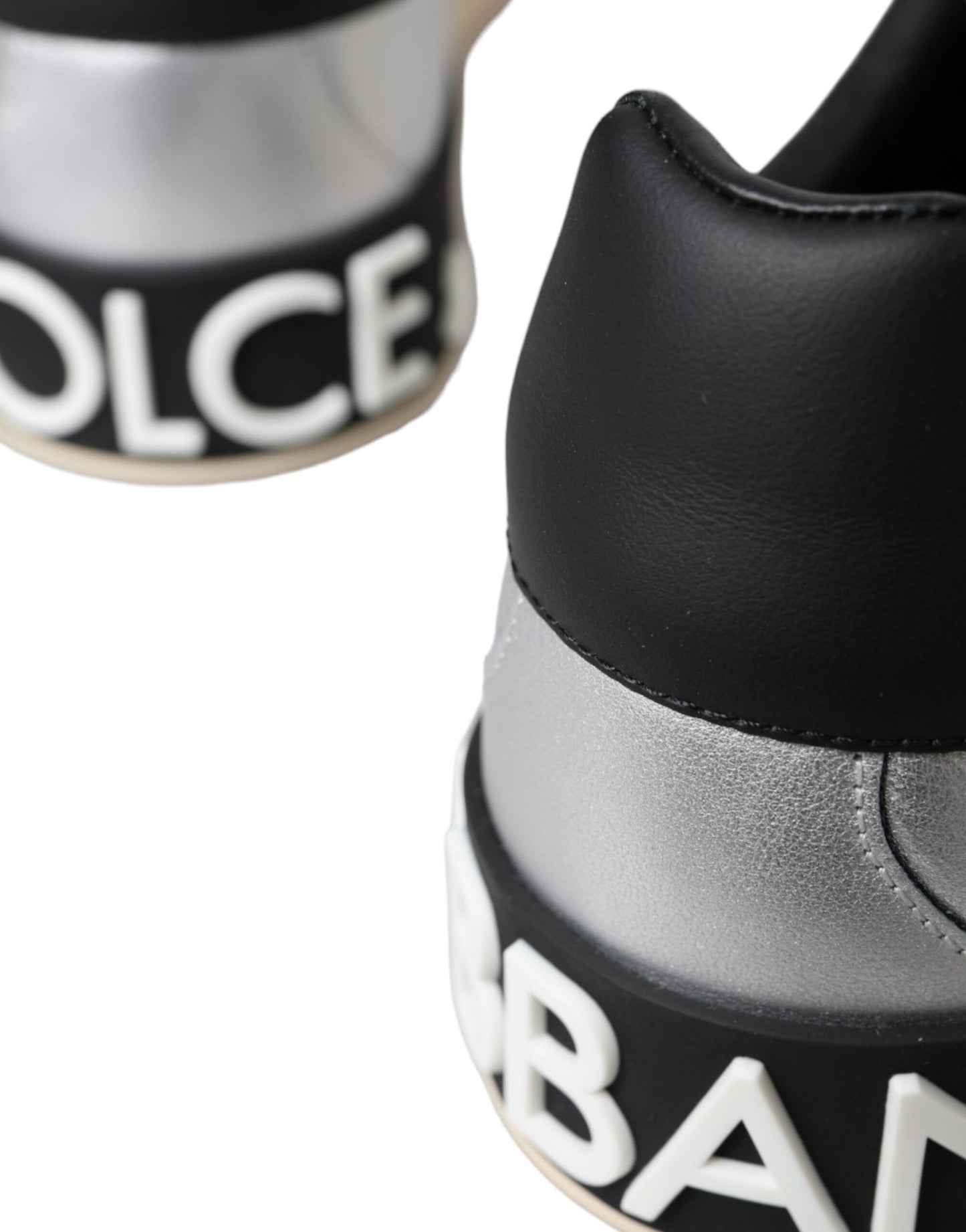 Dolce &amp; Gabbana Silberne Portofino-Sneakers aus Kalbsleder Herren Schuhe