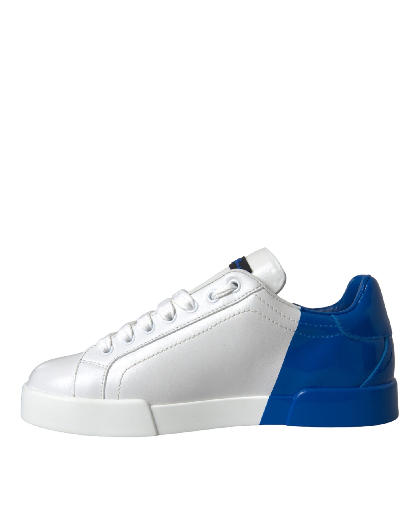 Dolce &amp; Gabbana Weiß Blau Leder Logo Low Top Sneakers Schuhe