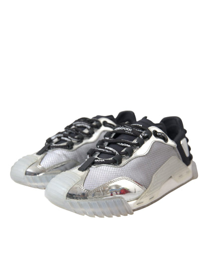 Dolce &amp; Gabbana – NS1 – Niedrige Sneakers aus Nylon in Silber und Schwarz Herrenschuhe