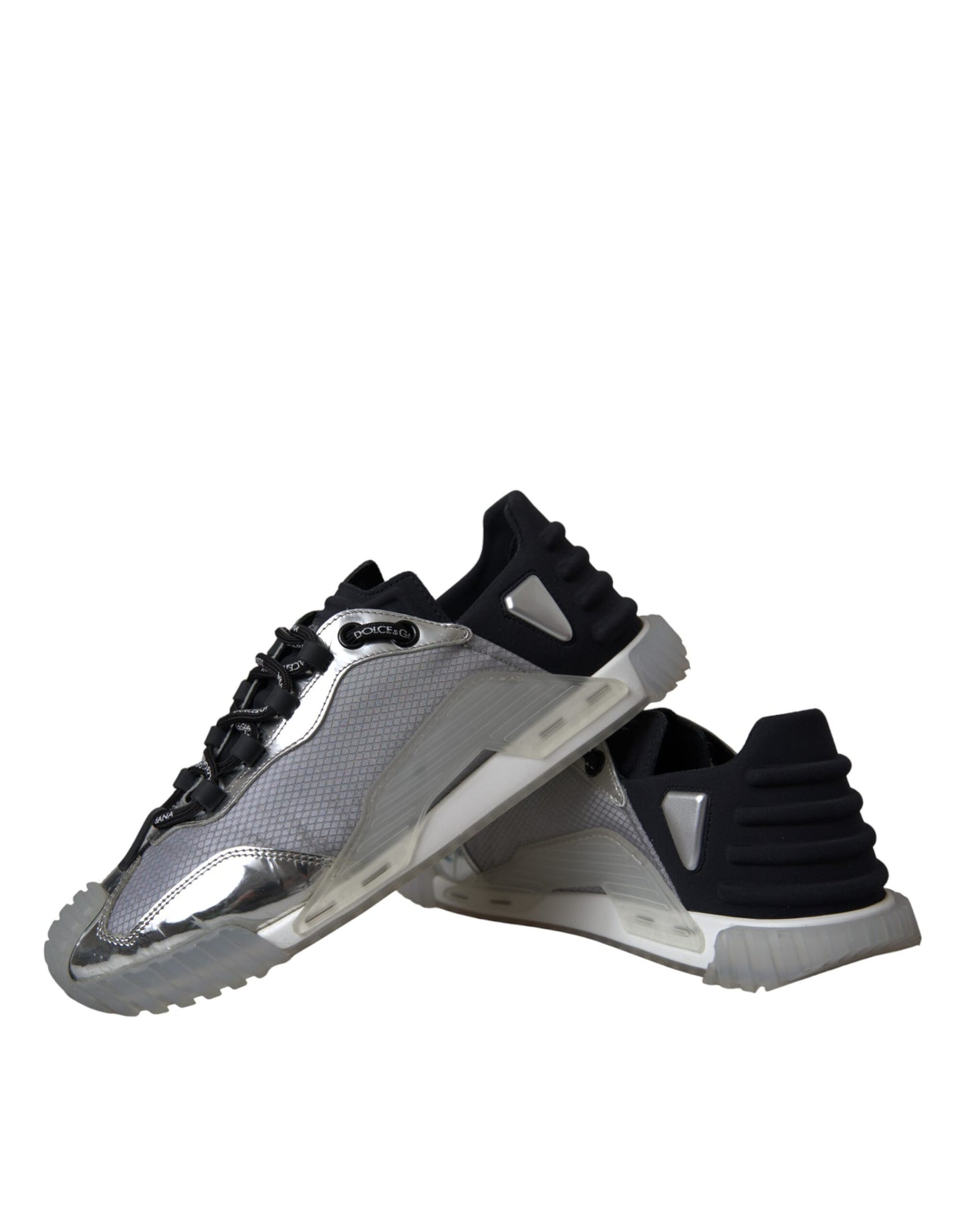 Dolce &amp; Gabbana – NS1 – Niedrige Sneakers aus Nylon in Silber und Schwarz Herrenschuhe
