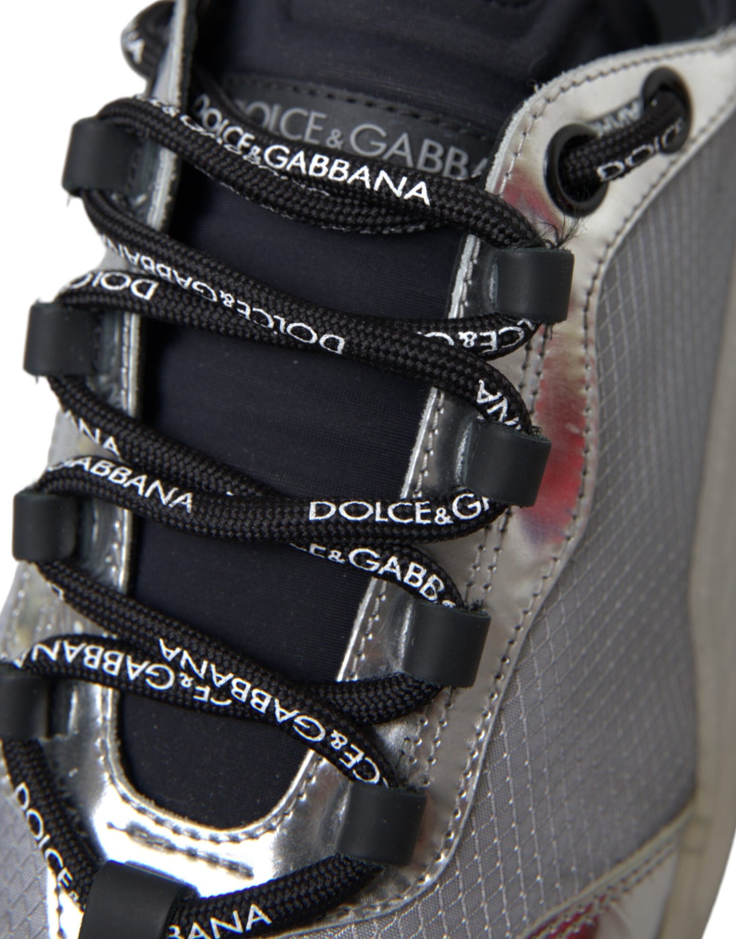 Dolce &amp; Gabbana – NS1 – Niedrige Sneakers aus Nylon in Silber und Schwarz Herrenschuhe