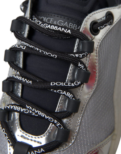 Dolce &amp; Gabbana – NS1 – Niedrige Sneakers aus Nylon in Silber und Schwarz Herrenschuhe