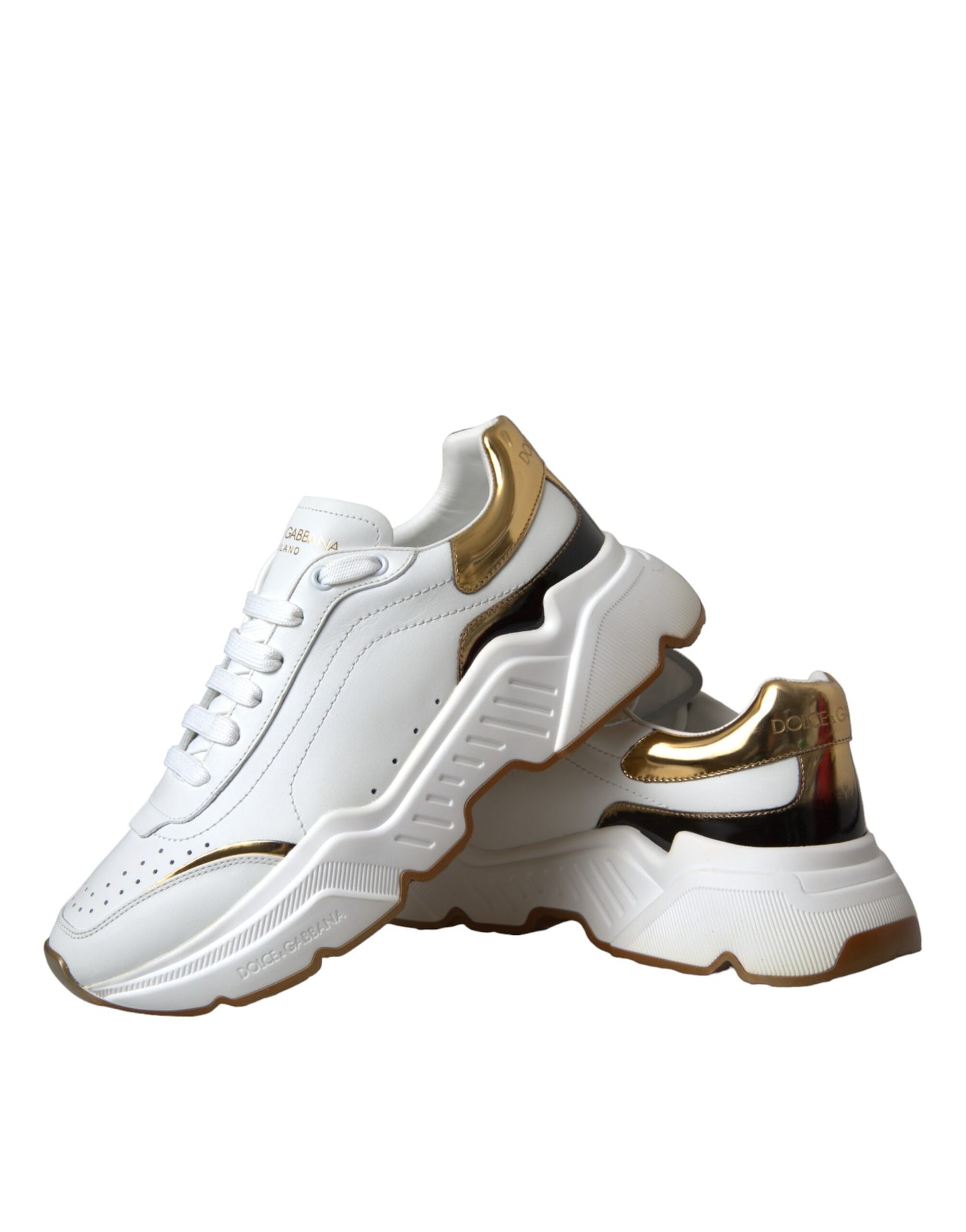 Dolce &amp; Gabbana – Daymaster – Sneaker aus Leder in Weißgold
