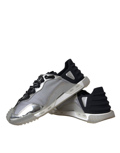 Dolce &amp; Gabbana – NS1 – Niedrige Sneakers aus Nylon in Silber und Schwarz Herrenschuhe