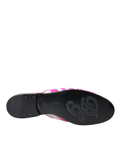 Dolce &amp; Gabbana – Flache Pantoletten mit Jacquard-Kristallen in Rosa