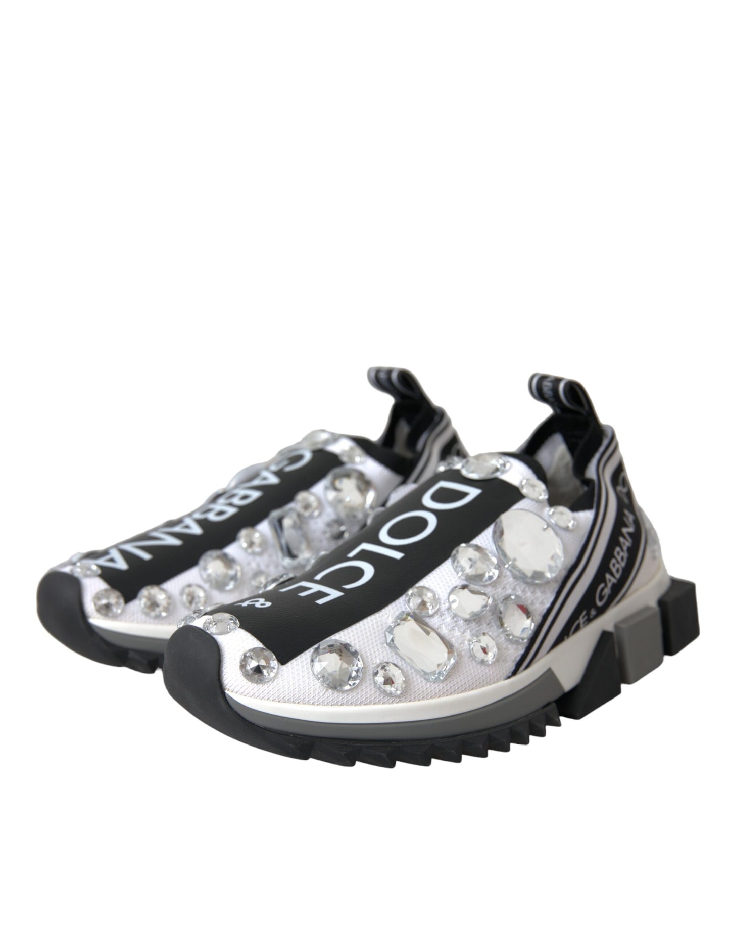 Dolce &amp; Gabbana Weiße Sorrento Kristalle Sneakers Schuhe