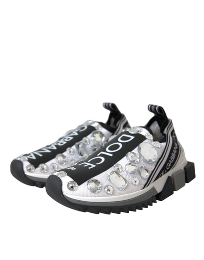 Dolce &amp; Gabbana Weiße Sorrento Kristalle Sneakers Schuhe