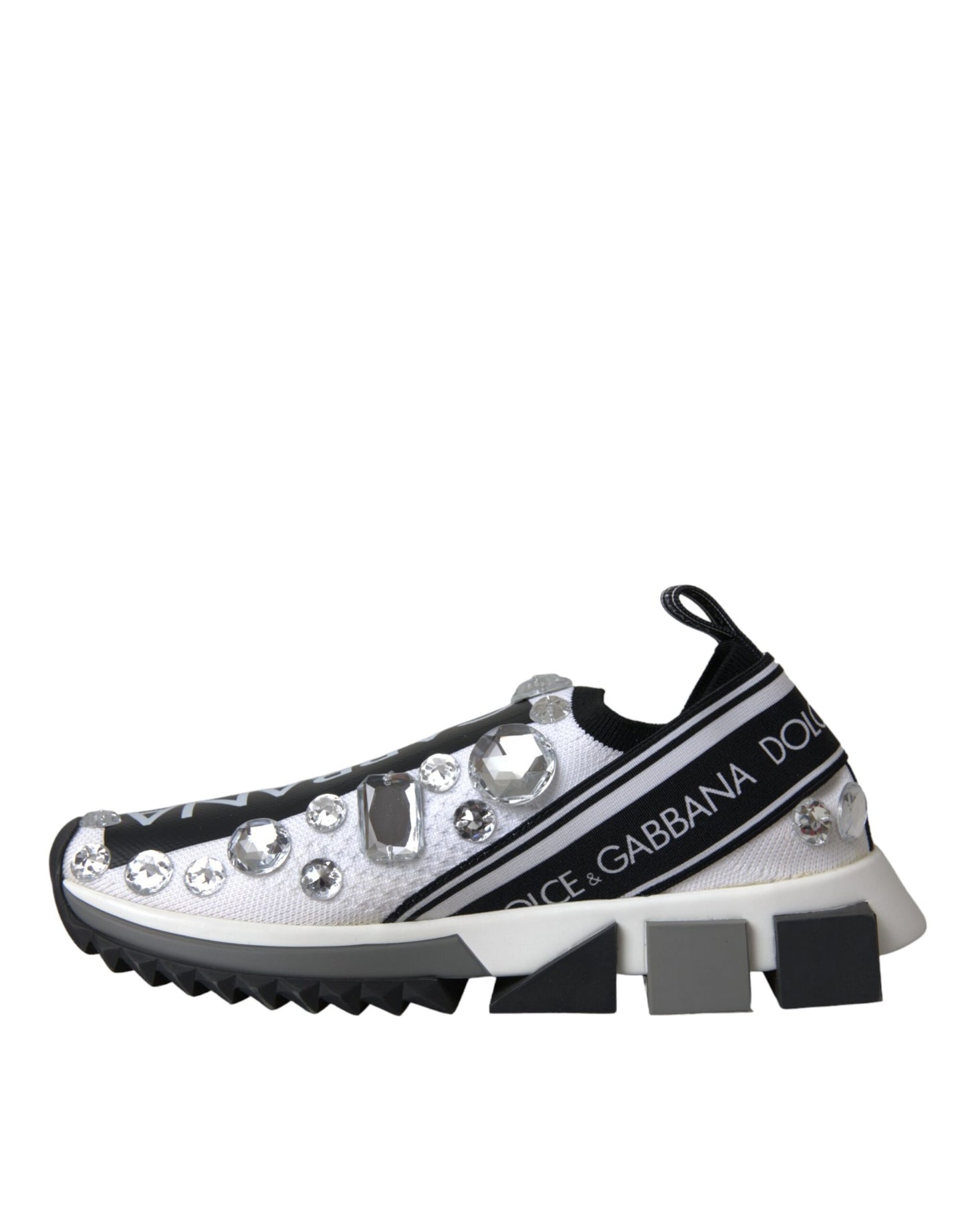 Dolce &amp; Gabbana Weiße Sorrento Kristalle Sneakers Schuhe