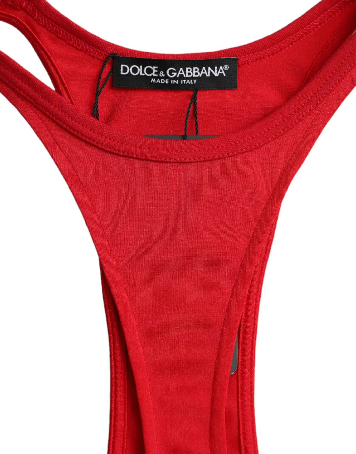 Dolce &amp; Gabbana – Rotes, figurbetontes Minikleid aus Nylon-Stretch