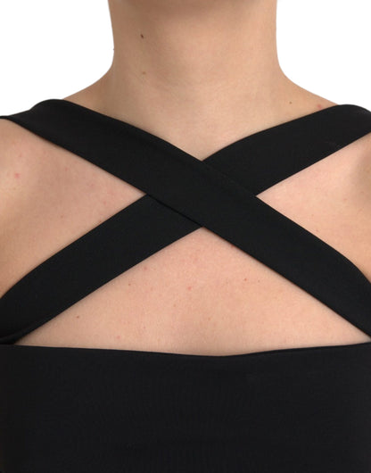 Dolce &amp; Gabbana – Schwarzes, ärmelloses Midikleid mit Neckholder