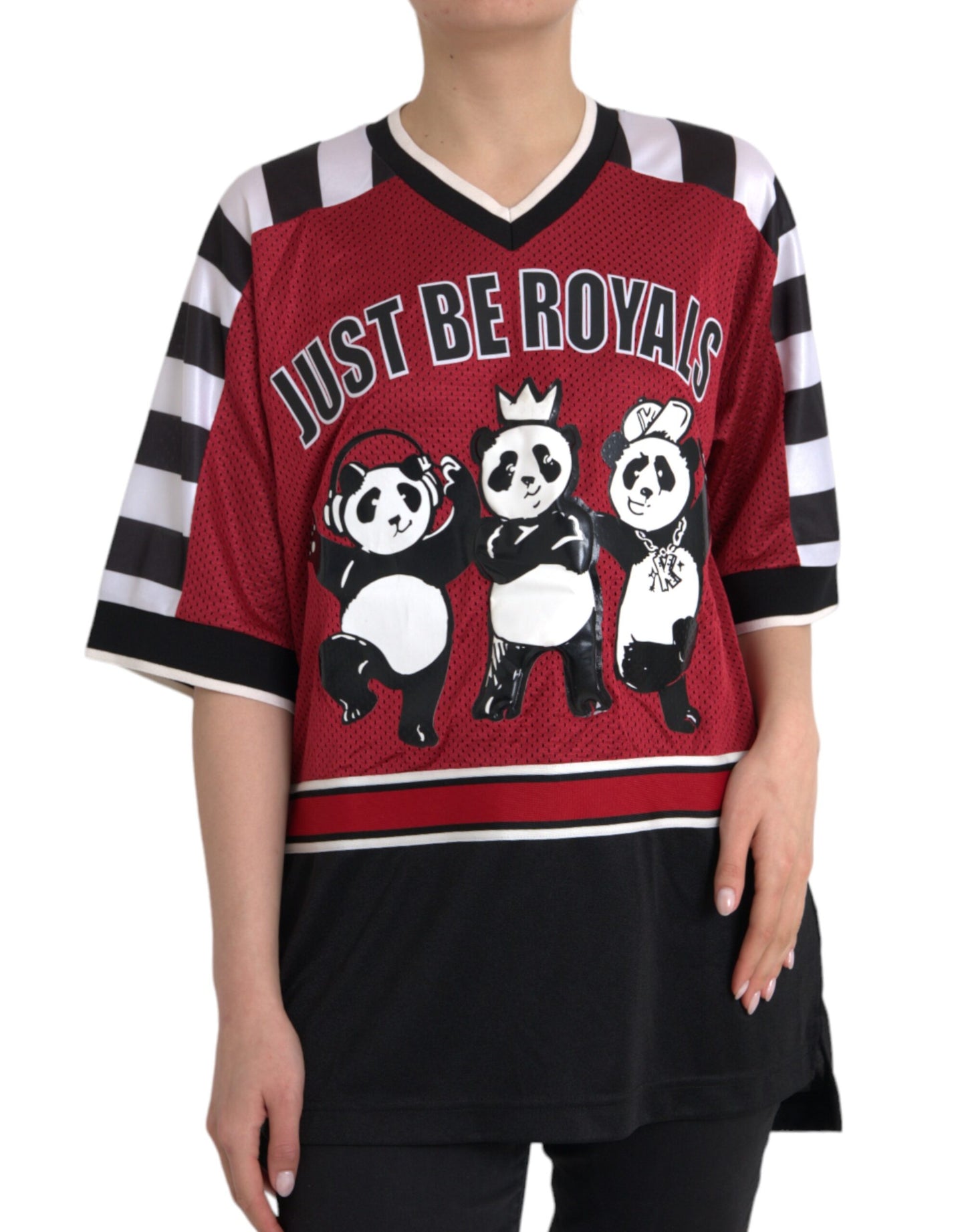 Dolce &amp; Gabbana – Mehrfarbiges, übergroßes T-Shirt mit Panda-Motiv „Royals“
