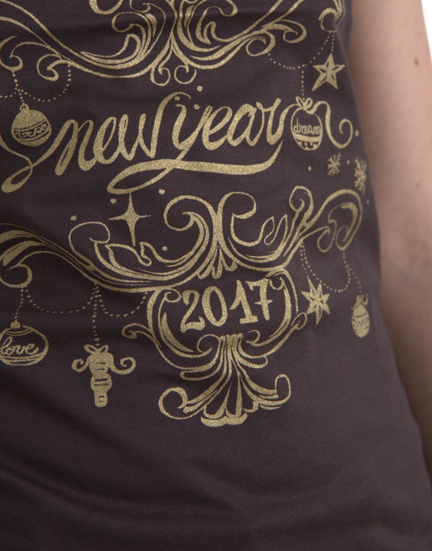 Dolce &amp; Gabbana – Braunes T-Shirt mit Rundhalsausschnitt und Motivdruck 2017