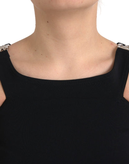 Dolce &amp; Gabbana – Schwarzes, ärmelloses, kurzes Tanktop mit Rundhalsausschnitt
