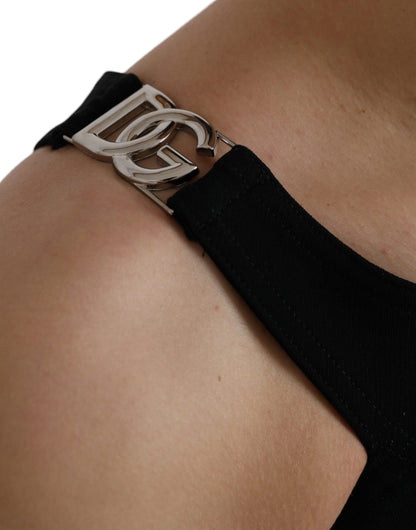 Dolce &amp; Gabbana – Schwarzes, ärmelloses, kurzes Tanktop mit Rundhalsausschnitt