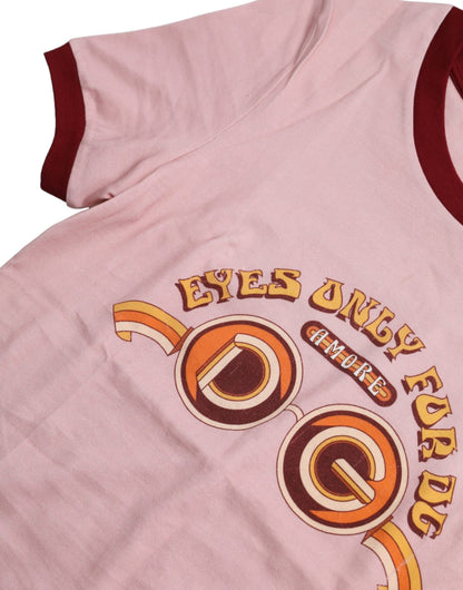 Dolce &amp; Gabbana – Rosafarbenes T-Shirt aus Baumwolle mit kurzen Ärmeln und Rundhalsausschnitt