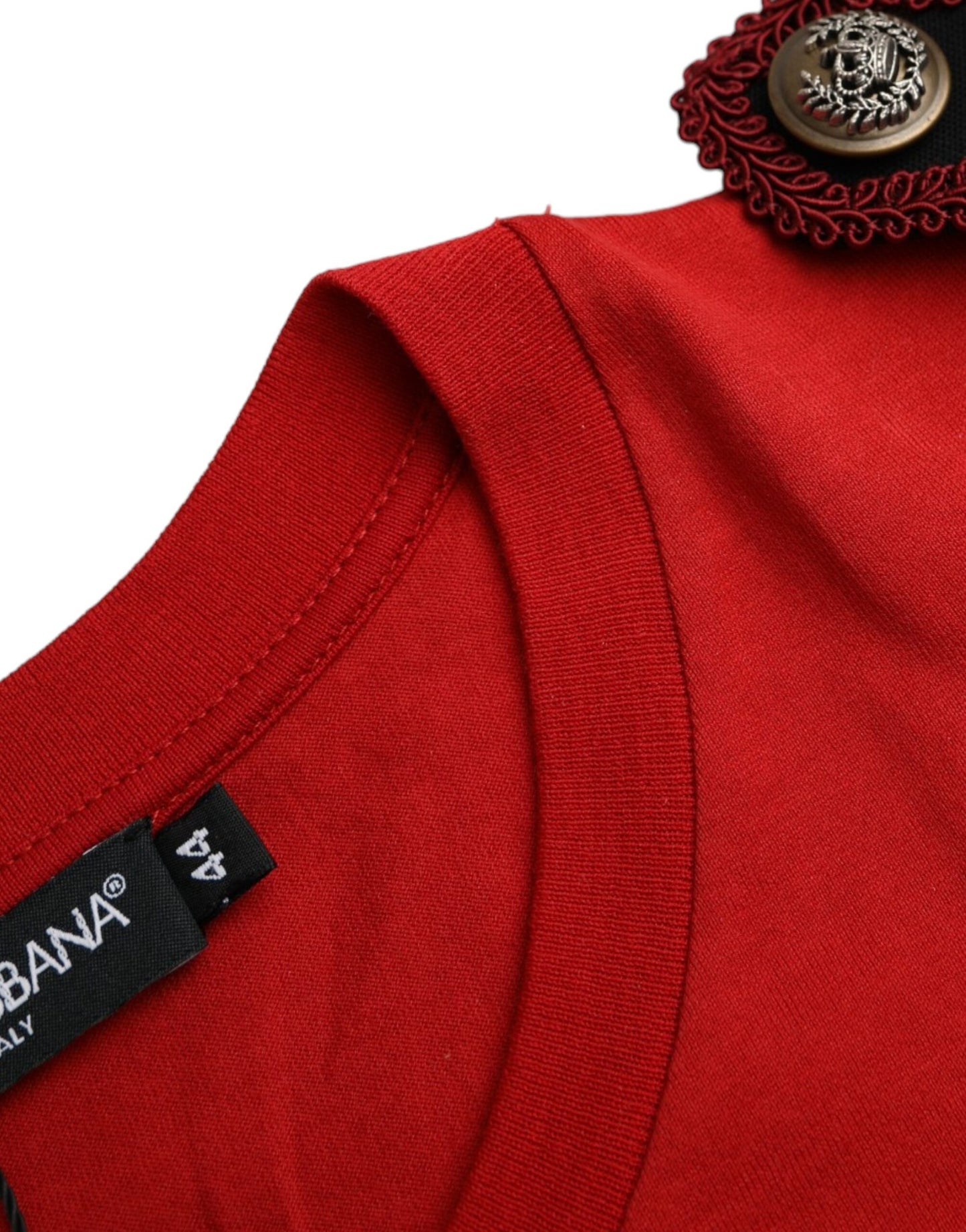 Dolce &amp; Gabbana – Rotes Baumwoll-T-Shirt mit Rundhalsausschnitt und grafischem Print