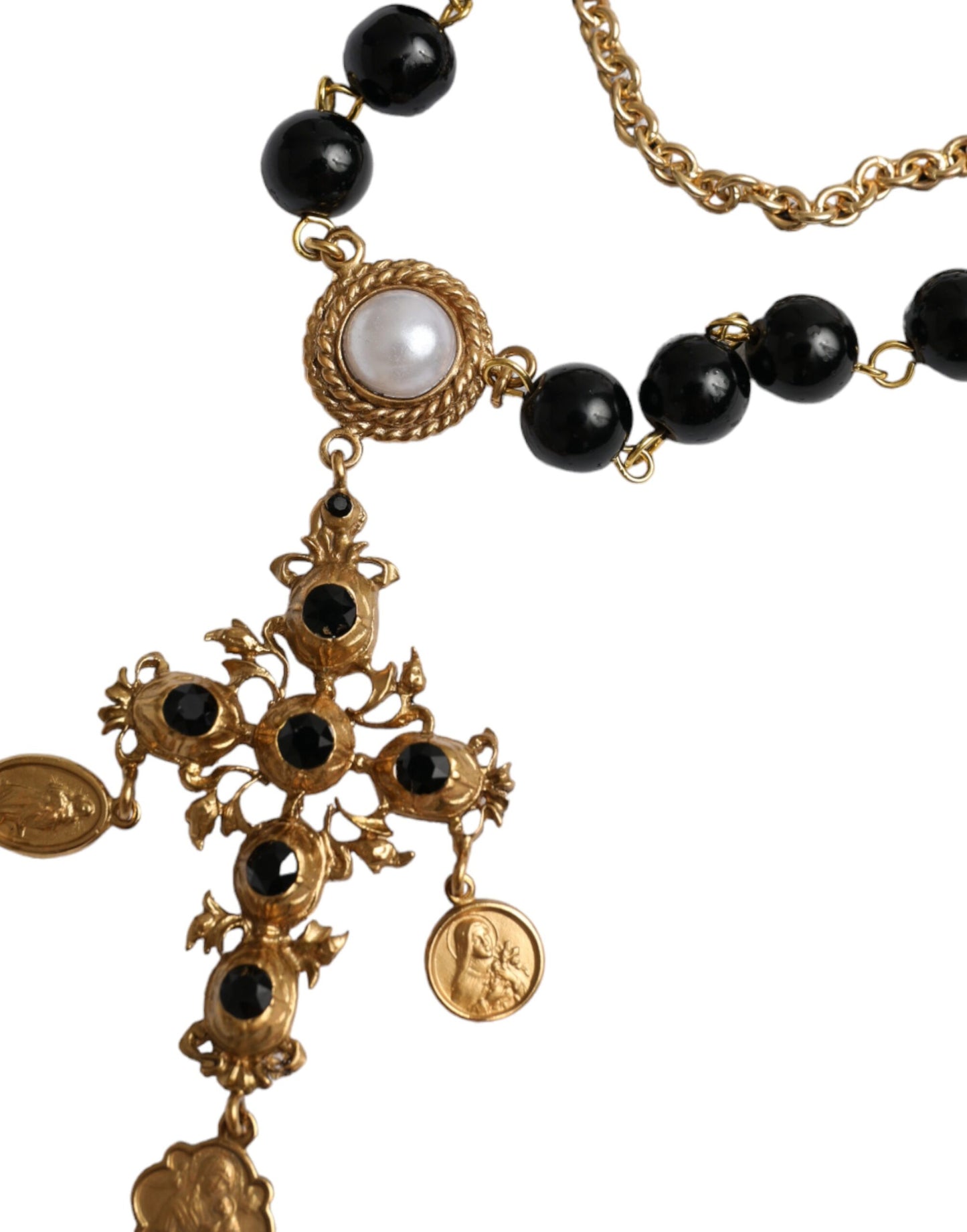 Dolce &amp; Gabbana – Weißes T-Shirt mit kurzen Ärmeln und Halskette aus Baumwolle