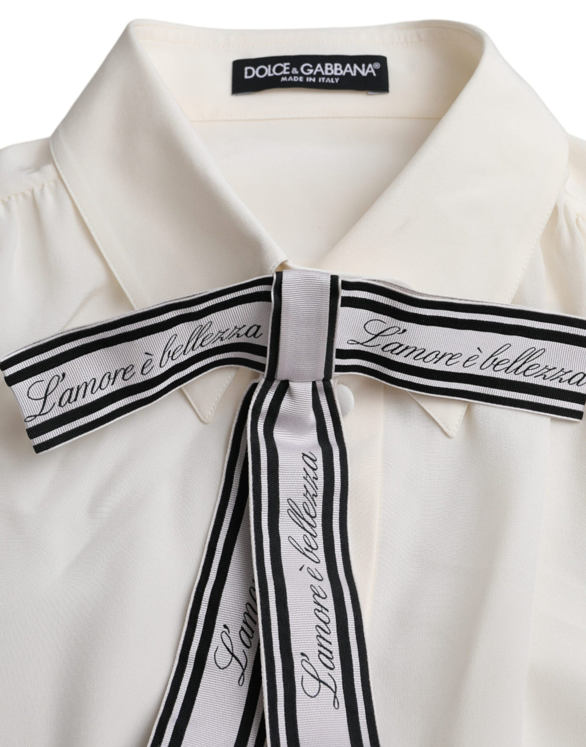 Dolce &amp; Gabbana – Langärmliges Blusenoberteil mit Knopfleiste in Off-White