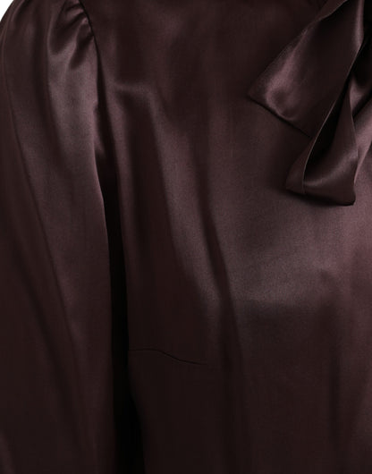 Dolce &amp; Gabbana, Braune Bluse mit Ascot-Kragen und langen Ärmeln