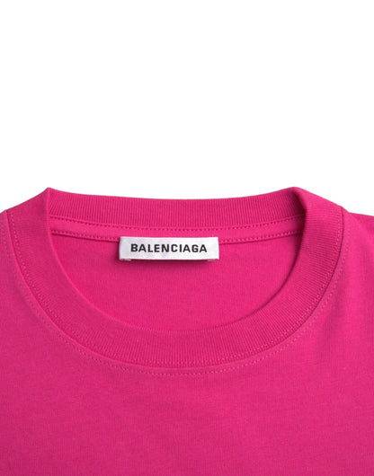 Balenciaga – T-Shirt aus Baumwolle mit Rundhalsausschnitt und kurzen Ärmeln in Rosa