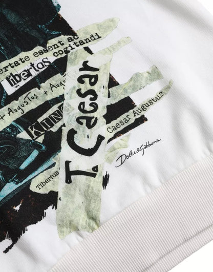 Dolce &amp; Gabbana Weißer Caesar-Kapuzenpullover aus Baumwolle
